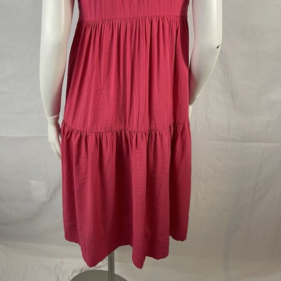 Abercrombie & Fitch Tiered Trapeze Midi Dress Pockets Size Small Cherry Summer - Picture 10 of 16